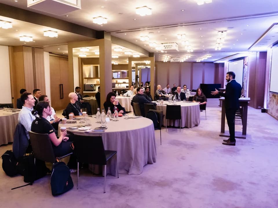 Tariq Munir speaking at a Befree Elevate event